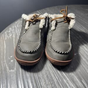 Flojos Men's Moccasin Men’s Size 7 Soft Slip On Shoes Grey Comfy Warm Fuzzy Slip